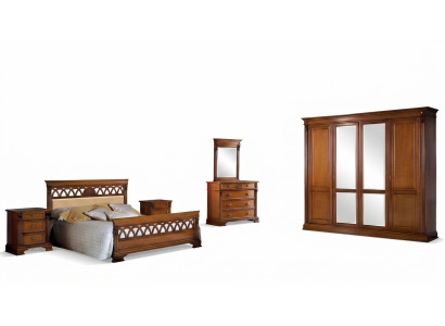 Dormitorio completo con cómoda, cama, armario, dos camas, mesita de noche. 6 piezas de madera maciza.