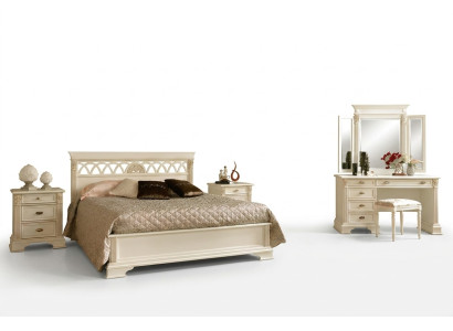 Juego de dormitorio de lujo de 6 piezas. Cama 2 mesitas de noche tocador muebles de diseñador de madera maciza.