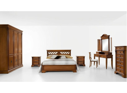 Juego de dormitorio de lujo de 8 piezas. Cama + 2 mesitas de noche + tocador Muebles de diseñador de madera maciza.