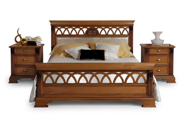 Cama doble Hotel Antiguo camas 2x mesita de noche dormitorio 3 piezas Barroco Rococó madera maciza