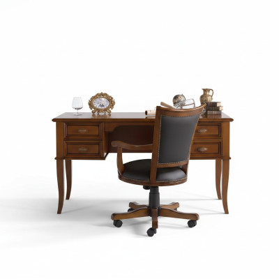 Silla de oficina ejecutiva de cuero diseño barroco.