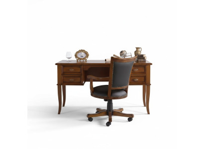 Silla de oficina ejecutiva de cuero diseño barroco.