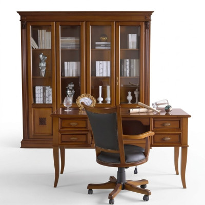 Conjunto de oficina, escritorio, mesa, silla de jefe, sillón, set de 2 piezas, barroco.
