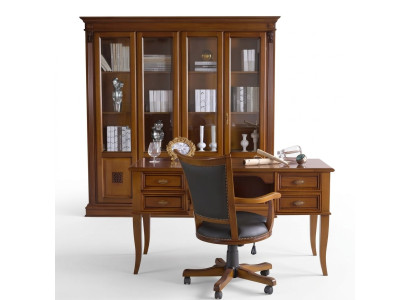Conjunto de oficina, escritorio, mesa, silla de jefe, sillón, set de 2 piezas, barroco.