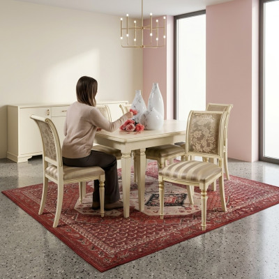 Mesa de comedor + 4 sillas, conjunto de comedor de madera maciza de 5 piezas.
