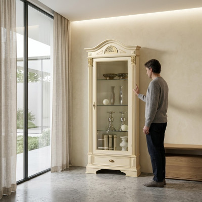 Vitrina de esquina de cristal armario sala de estar escaparate 1 puerta vitrinas barroco rococó nuevo