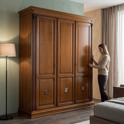 Armario de madera maciza estilo antiguo barroco rococó armario dormitorio nuevo