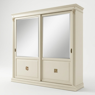 Noble armario de diseño de lujo con puertas correderas, armarios de dormitorio de madera maciza nuevos.