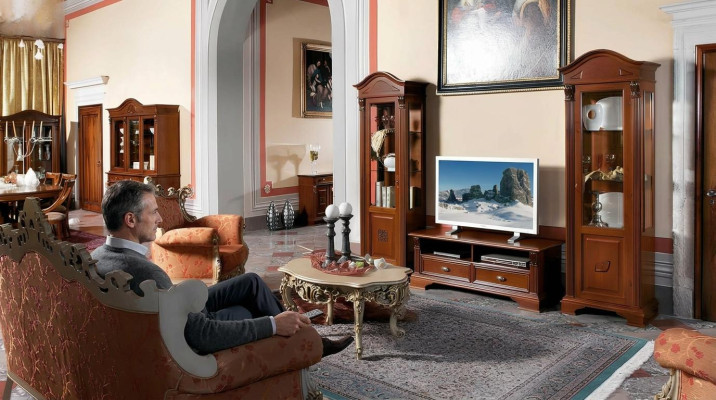 Conjunto de pared de salón con vitrinas, vitrina, cómoda, muebles de salón, juego de muebles de madera maciza.