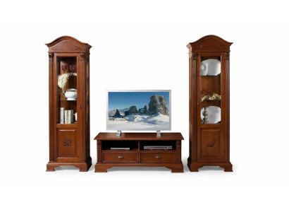 Conjunto de pared de salón con vitrinas, vitrina, cómoda, muebles de salón, juego de muebles de madera maciza.