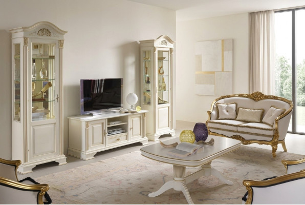 Mueble de pared Vitrina Consola Mueble vitrina de pared de cristal Madera maciza Conjunto de sala de estar de 3 piezas
