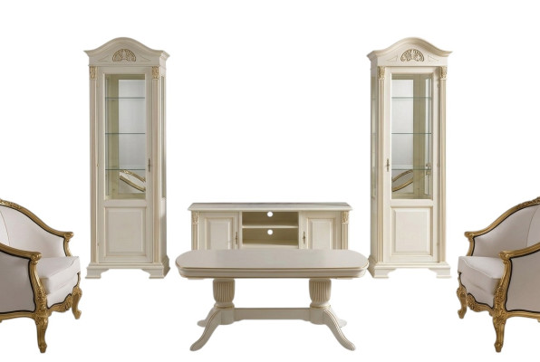 Mueble de pared Vitrina Consola Mueble vitrina de pared de cristal Madera maciza Conjunto de sala de estar de 3 piezas