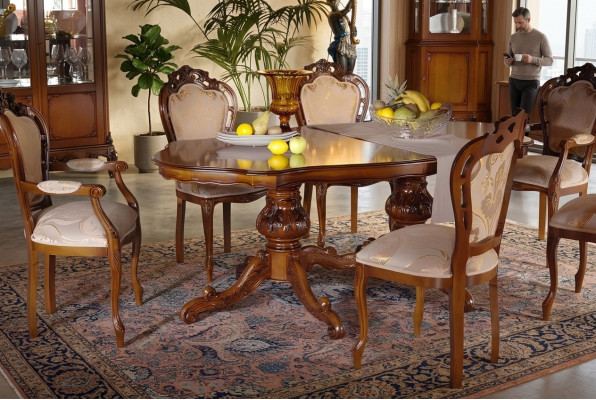 Mesa de comedor con 6 sillas conjunto de comedor de madera maciza de 7 piezas nuevo.