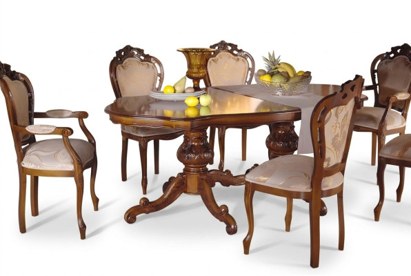 Mesa de comedor con 6 sillas conjunto de comedor de madera maciza de 7 piezas nuevo.