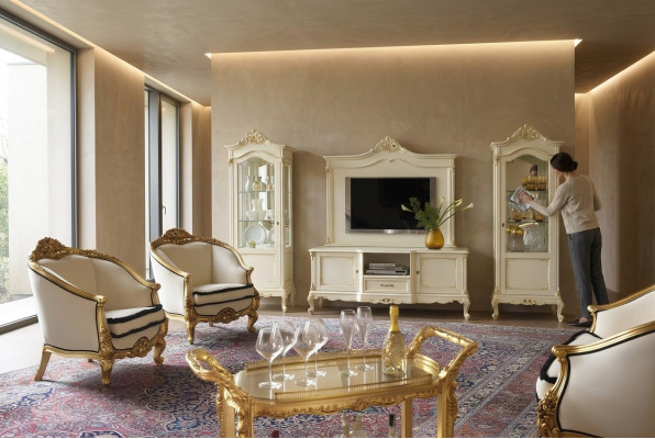 Clásico sillón individual Barroco Rococó italiano Muebles tapizados de una plaza