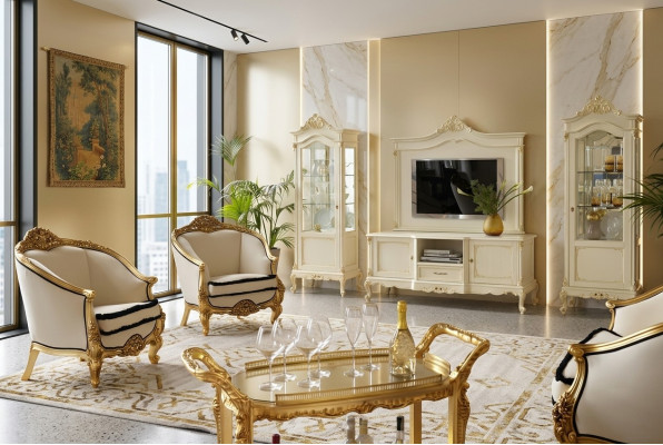 Clásico sillón individual Barroco Rococó italiano Muebles tapizados de una plaza
