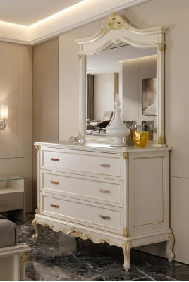 Dormitorio cómoda armario Clásico aparador con espejo Muebles de estilo elegante