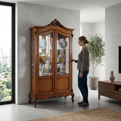 Vitrina noble de estilo antiguo barroco rococó clásico de salón con armario de vidrio