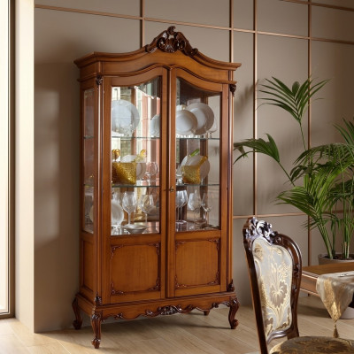 Vitrina noble de estilo antiguo barroco rococó clásico de salón con armario de vidrio