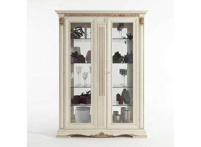 Vitrina de cristal armario de salón escaparate de 2 piezas estilo barroco rococó Italia madera maciza