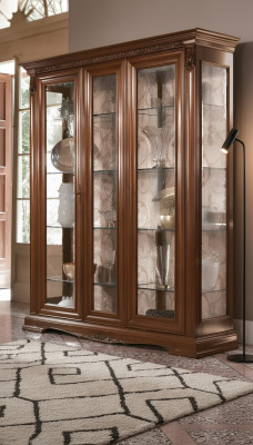 Vitrina Vitrinas Armario de cristal Estantería del salón Barroco Rococó Madera real
