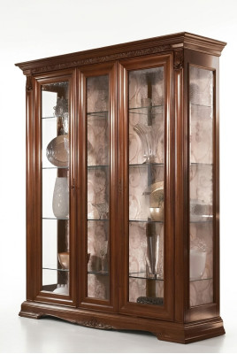 Vitrina Vitrinas Armario de cristal Estantería del salón Barroco Rococó Madera real