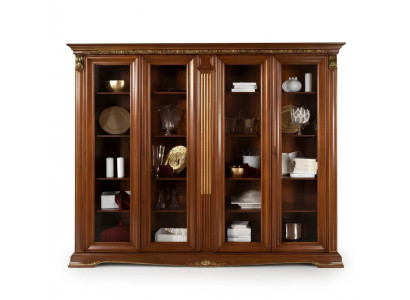 Vitrina de vidrio Mueble de pared Vitrinas Estantería Estilo barroco rococó Muebles de estilo italiano Madera maciza