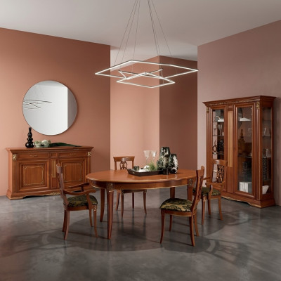 Comedor completo mesa aparador set de 4 sillas vitrina barroco de 7 piezas en madera maciza