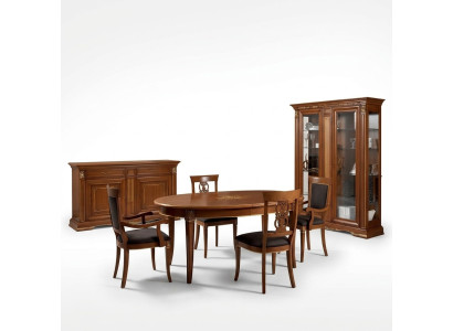 Comedor completo mesa aparador set de 4 sillas vitrina barroco de 7 piezas en madera maciza