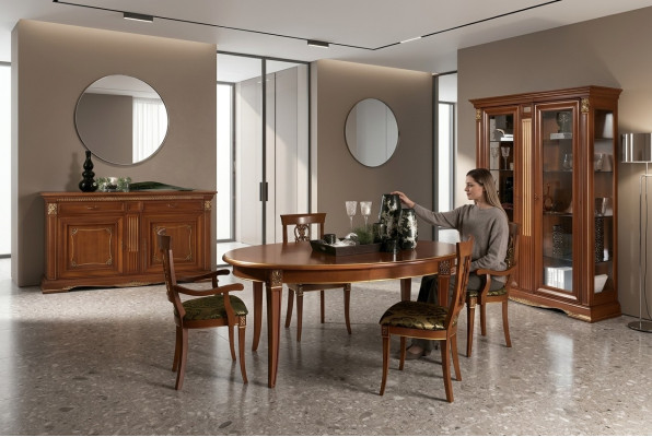 Mesa de comedor Grupo de mesas Comedor Sala de estar Madera Barroco Rococó Italia Muebles