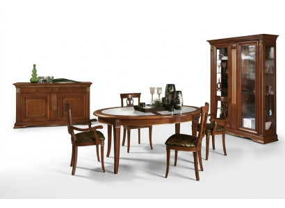 Comedor conjunto de madera maciza estilo barroco rococó mesa 4 sillas vitrina cómoda