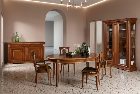 Mesa de comedor Conjunto de diseño de mesas + 4 sillas de madera maciza Set completo de sala de estar