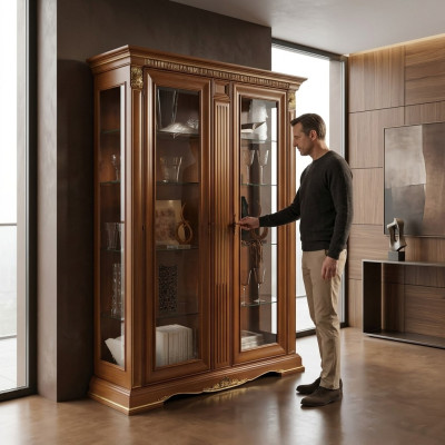 Vitrina Armario vitrinas Sala de estar Muebles Aparadores Diseño Barroco Rococó Italia.