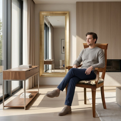 Silla Marrón Diseño Sala de estar Madera Sillas de comedor Tapizadas con reposabrazos