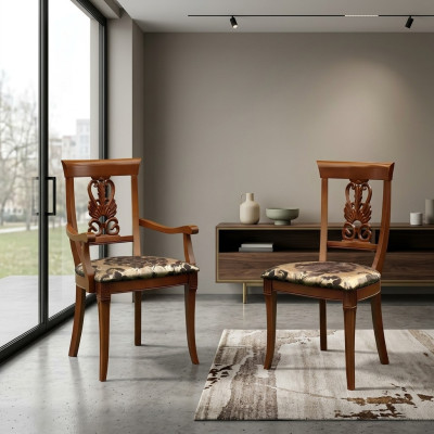 Silla Marrón Diseño Sala de estar Madera Sillas de comedor Tapizadas con reposabrazos