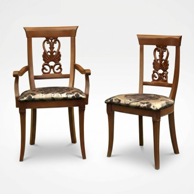 Silla Marrón Diseño Sala de estar Madera Sillas de comedor Tapizadas con reposabrazos
