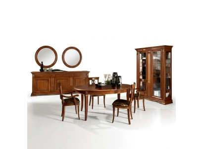 Mesa de comedor clásica de madera maciza para comedor, juego de 6 sillas con reposabrazos, conjunto de 7 piezas.