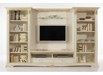 Conjunto de salón de televisión de madera maciza en estilo clásico italiano muebles de sala.