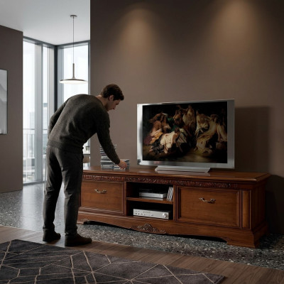 Cómoda de diseño Aparador Mesa baja Armario Sala de estar Estante de TV Lujo Madera Nuevo