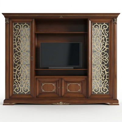 Diseño de sala de estar con pared de TV, unidad de medios, pared de TV, armario de TV, pared de estar de madera maciza.