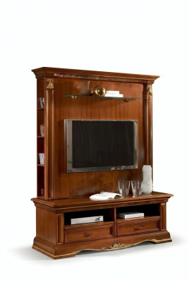 Mueble de televisión Mueble de pared Mueble de salón Mueble de TV en madera maciza Estilo rústico en madera maciza