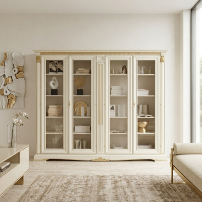 Vitrina armario Vitrinas Sala de estar Vitrinas Armarios Diseño Barroco Rococó Madera maciza