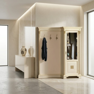 Conjunto de guardarropa con espejo, estante de pared, gancho, armario, perchero para ropa, recibidor.