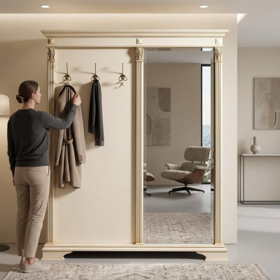 Garderobe Espejo Perchero blanco Panel de perchero Vestíbulo Italia
