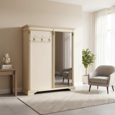 Garderobe Espejo Perchero blanco Panel de perchero Vestíbulo Italia
