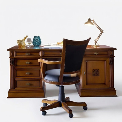Montaje del estudio de oficina Muebles para oficina Mesa Silla Conjunto de 2 piezas Estilo barroco