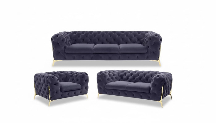 Sofá Chesterfield tapizado Conjunto de asientos 3+1+1 asientos Terciopelo Sofás de diseñador Nuevos