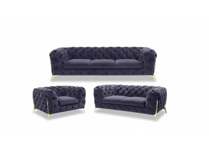 Sofá Chesterfield tapizado Conjunto de asientos 3+1+1 asientos Terciopelo Sofás de diseñador Nuevos
