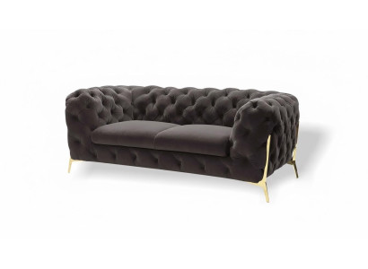 Chesterfield sofá de diseñador de terciopelo de 2 plazas, sofá de tela de terciopelo con patas doradas.