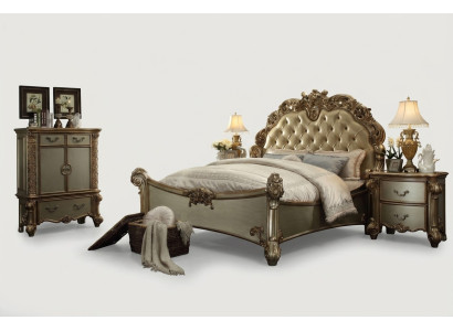 Diseño de lujo Conjunto de dormitorio Cama 2 mesitas de noche Decoración Cómoda Juego